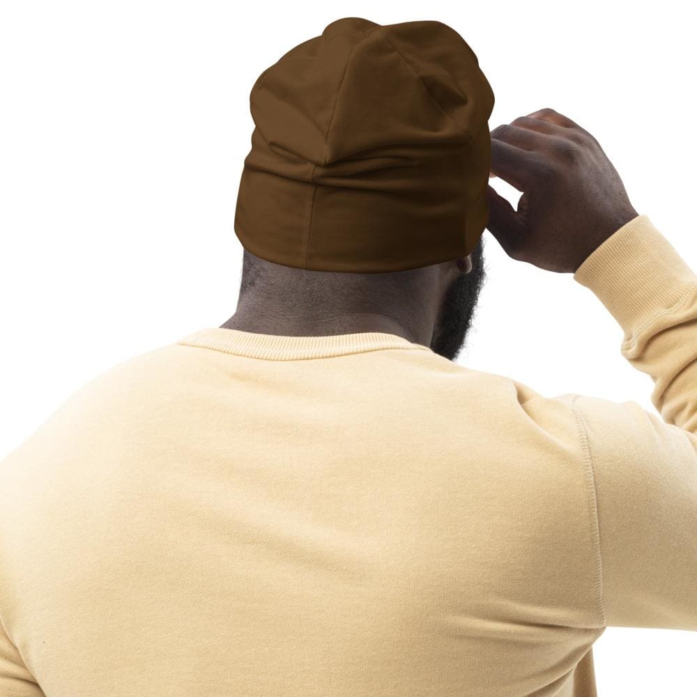 Beanie Hat - Brown Slouchy Beanie Prayer Warrior Print Men/women-1